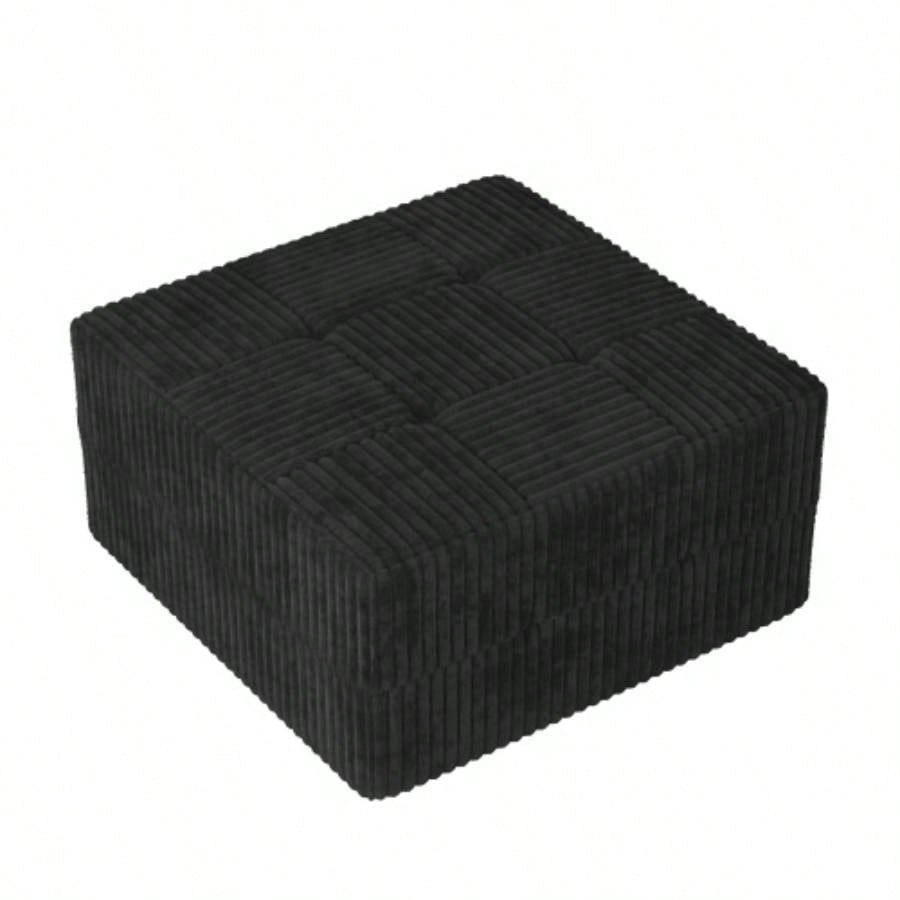 L shape Modular Sectional Sofa, Compressed Sectional Sofa Modern Minimalist Style Corduroy Couch, Sleeper Sofa Living Room, Bedroom, Comfy Compressed Sofa Couch Space - Efficient Design - black
