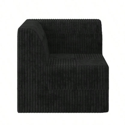 L shape Modular Sectional Sofa, Compressed Sectional Sofa Modern Minimalist Style Corduroy Couch, Sleeper Sofa Living Room, Bedroom, Comfy Compressed Sofa Couch Space - Efficient Design - black