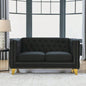 Contact us 3D modeling Velvet Sofa Living Room, Buttons Tufted Square Arm Couch, Modern Couch Upholstered Button and Metal, Sofa Couch Bedroom, Black Velvet, 2PCS