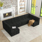 L shape Modular Sectional Sofa, Compressed Sectional Sofa Modern Minimalist Style Corduroy Couch, Sleeper Sofa Living Room, Bedroom, Comfy Compressed Sofa Couch Space - Efficient Design - black