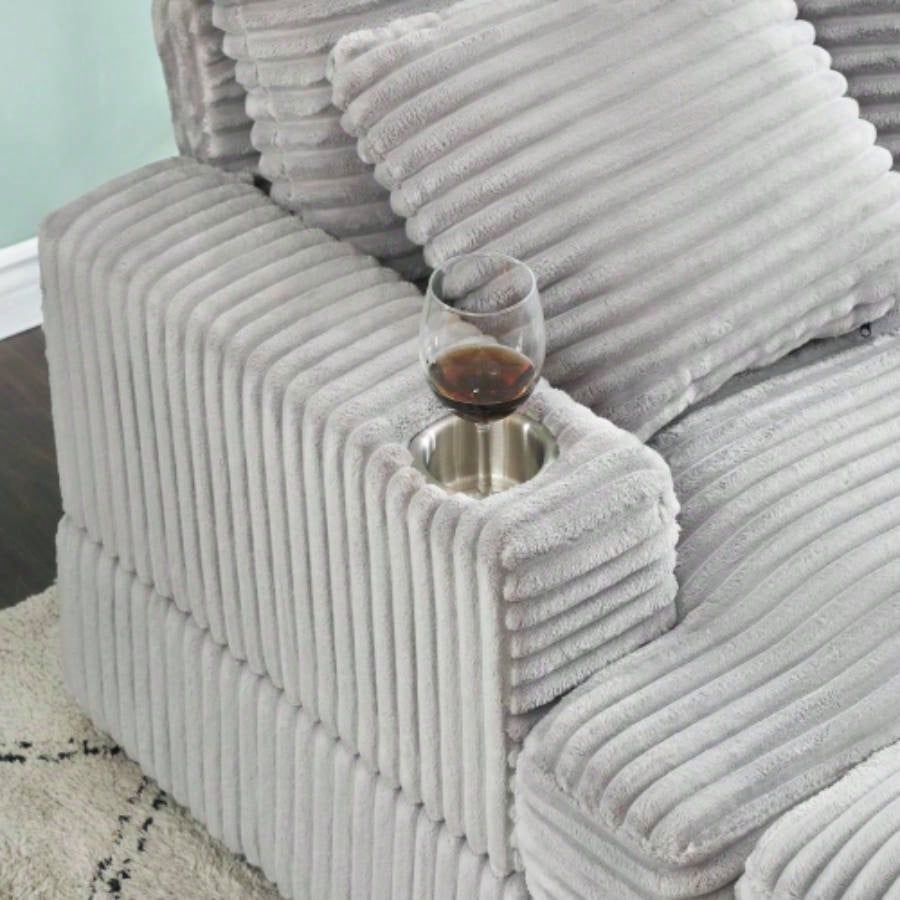 39 - inch Spring upholstered armchair and Ottoman set - comfortable single sofa with cup holder and corduroy fabric, living room or bedroom