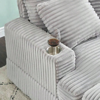 39 - inch Spring upholstered armchair and Ottoman set - comfortable single sofa with cup holder and corduroy fabric, living room or bedroom