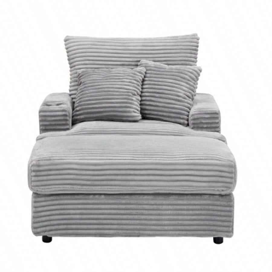 39 - inch Spring upholstered armchair and Ottoman set - comfortable single sofa with cup holder and corduroy fabric, living room or bedroom