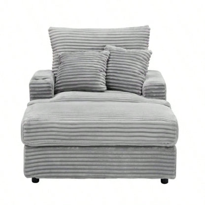 39 - inch Spring upholstered armchair and Ottoman set - comfortable single sofa with cup holder and corduroy fabric, living room or bedroom