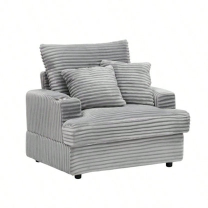 39 - inch Spring upholstered armchair and Ottoman set - comfortable single sofa with cup holder and corduroy fabric, living room or bedroom