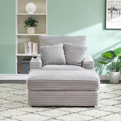 39 - inch Spring upholstered armchair and Ottoman set - comfortable single sofa with cup holder and corduroy fabric, living room or bedroom