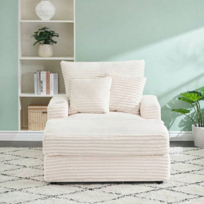 39 - inch Spring upholstered armchair and Ottoman set - comfortable single sofa with cup holder and corduroy fabric, living room or bedroom
