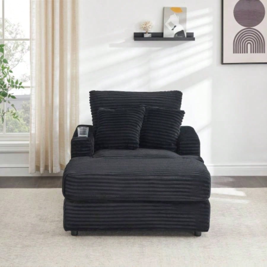 39 - inch Spring upholstered armchair and Ottoman set - comfortable single sofa with cup holder and corduroy fabric, living room or bedroom