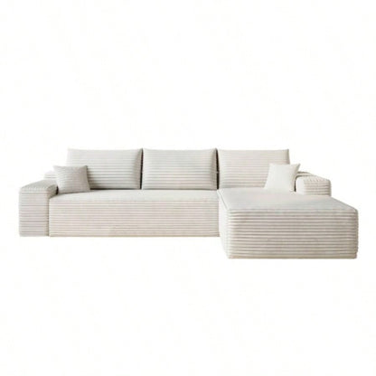 107 Cloud Sectional Couch with L - Shape Chaise, Modern Modular Sofa with Deep, Upholstered Couches Living Room Bedroom, No Assembly Required, Plush Corduroy FabricWhite