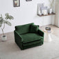 Comfy Deep Single Sofa Upholstered Reading Armchair Living Room Chair Green Chenille Fabric, 1 Toss Pillow