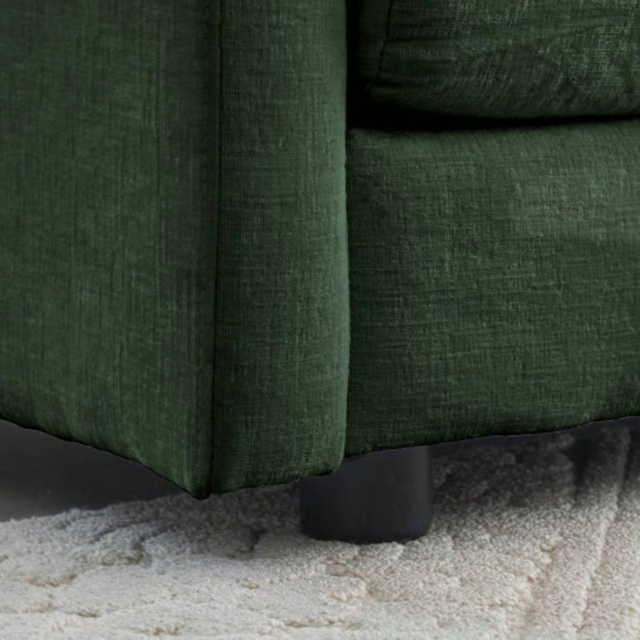 Comfy Deep Single Sofa Upholstered Reading Armchair Living Room Chair Green Chenille Fabric, 1 Toss Pillow
