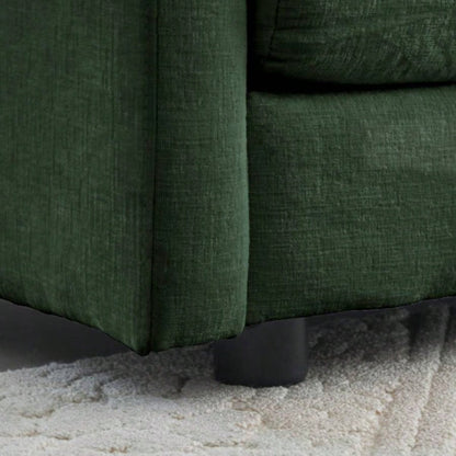 Comfy Deep Single Sofa Upholstered Reading Armchair Living Room Chair Green Chenille Fabric, 1 Toss Pillow