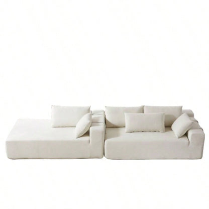 Modern Chenille Upholstered Sectional Sofa Couch Set, Modular 108 L Shaped Sectional Living Room Sofa Set With 6 Pillows, Combination Sofa Couch Living Room, BedroomLeft ChaiseW834P240003