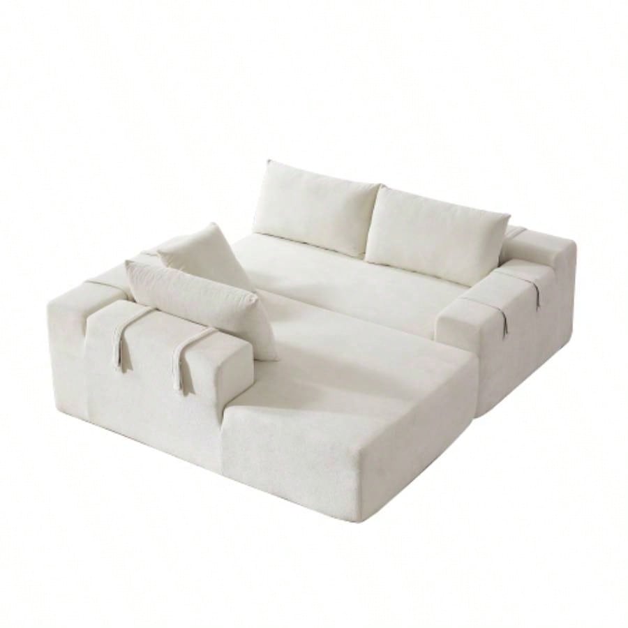 Modern Chenille Upholstered Sectional Sofa Couch Set, Modular 108 L Shaped Sectional Living Room Sofa Set With 6 Pillows, Combination Sofa Couch Living Room, BedroomLeft ChaiseW834P240003