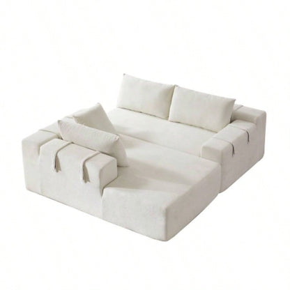 Modern Chenille Upholstered Sectional Sofa Couch Set, Modular 108 L Shaped Sectional Living Room Sofa Set With 6 Pillows, Combination Sofa Couch Living Room, BedroomLeft ChaiseW834P240003