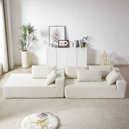 Modern Chenille Upholstered Sectional Sofa Couch Set, Modular 108 L Shaped Sectional Living Room Sofa Set With 6 Pillows, Combination Sofa Couch Living Room, BedroomLeft ChaiseW834P240003