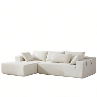 Modern Chenille Upholstered Sectional Sofa Couch Set, Modular 108 L Shaped Sectional Living Room Sofa Set With 6 Pillows, Combination Sofa Couch Living Room, BedroomLeft ChaiseW834P240003