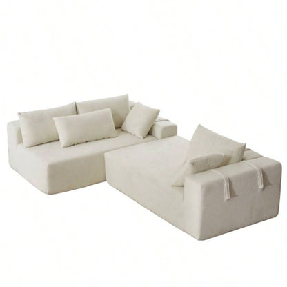Modern Chenille Upholstered Sectional Sofa Couch Set, Modular 108 L Shaped Sectional Living Room Sofa Set With 6 Pillows, Combination Sofa Couch Living Room, BedroomLeft ChaiseW834P240003