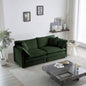 Modern Fabric Loveseat Sofa Couch Living Room, Upholstered Large Size Deep 2 - Sofa with 4 Pillows, Green Chenille
