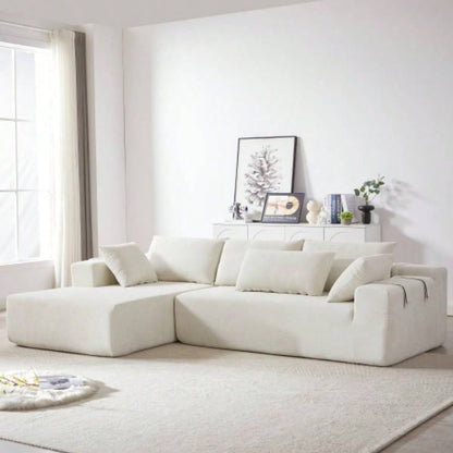 Modern Chenille Upholstered Sectional Sofa Couch Set, Modular 108 L Shaped Sectional Living Room Sofa Set With 6 Pillows, Combination Sofa Couch Living Room, BedroomLeft ChaiseW834P240003