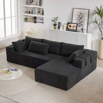 Modern Chenille Upholstered Sectional Sofa Couch Set, Modular 108 L Shaped Sectional Living Room Sofa Set With 6 Pillows, Combination Sofa Couch Living Room, BedroomLeft ChaiseW834P240003