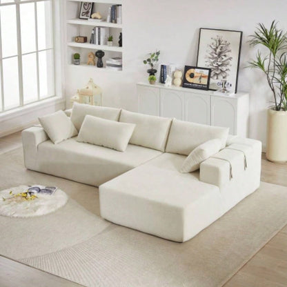 Modern Chenille Upholstered Sectional Sofa Couch Set, Modular 108 L Shaped Sectional Living Room Sofa Set With 6 Pillows, Combination Sofa Couch Living Room, BedroomLeft ChaiseW834P240003