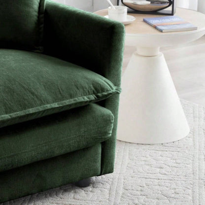Comfort U Shaped Couch with Reversible Chaise, Modular Large U - Shape Sectional Sofa, Double Ottomans, Green Chenille