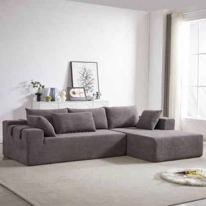 Modern Chenille Upholstered Sectional Sofa Couch Set, Modular 108 L Shaped Sectional Living Room Sofa Set With 6 Pillows, Combination Sofa Couch Living Room, BedroomLeft ChaiseW834P240003