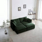 4 - Piece Upholstered Sectional Sofa, 1 - Piece of 2 Seater Sofa and 2 - Piece of Ottomans, 2 Seater Loveseat Lounge with Ottomans, Green Chenille