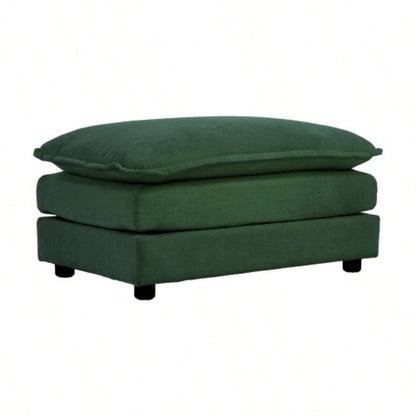 U - Shaped Sectional Sofa/Reversible Footrest, 5 - Seater Convertible Corner Couch with 2 Ottomans, Modern Minimalist Soft Sofa Couch Living Room, Green Chenille