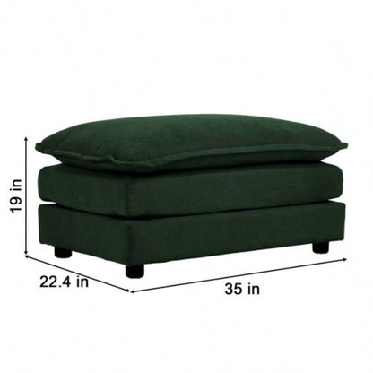 Chenille Two - Seater Sofa with 1 Footrest, 2 Seater L - Shaped Sectional with Ottoman, Loveseat with Ottoman Small Living Space, Green Chenille