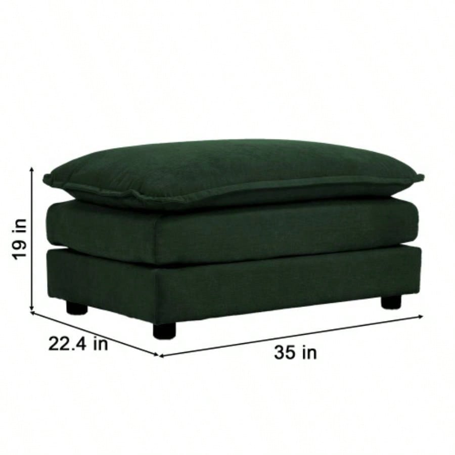 U - Shaped Sectional Sofa/Reversible Footrest, 5 - Seater Convertible Corner Couch with 2 Ottomans, Modern Minimalist Soft Sofa Couch Living Room, Green Chenille