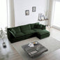 Combination Comfy Upholstery Modular Oversized L Shaped Sectional Sofa With Reversible Ottoman, Green Chenille