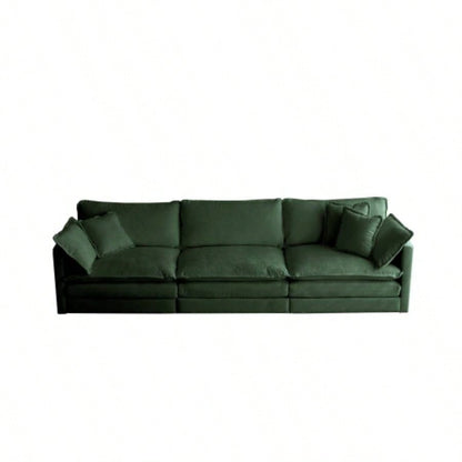 U - Shaped Sectional Sofa/Reversible Footrest, 5 - Seater Convertible Corner Couch with 2 Ottomans, Modern Minimalist Soft Sofa Couch Living Room, Green Chenille