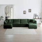 Comfort U Shaped Couch with Reversible Chaise, Modular Large U - Shape Sectional Sofa, Double Ottomans, Green Chenille
