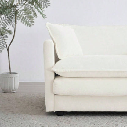 U - Shaped Sectional Sofa/Reversible Footrest, 5 - Seater Convertible Corner Couch with 2 Ottomans, Modern Minimalist Soft Sofa Couch Living Room, White