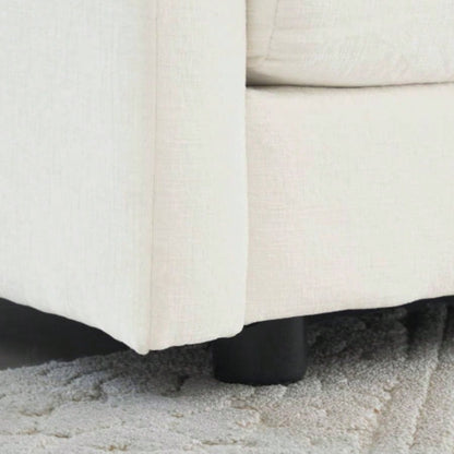 Comfy Deep Single Sofa Upholstered Reading Armchair Living Room Chair White Chenille Fabric, 1 Toss Pillow