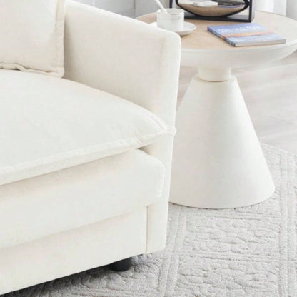 Modern Accent Chair with Ottoman, Living Room Club Chair Chenille Upholstered Armchair, Reading Chair Bedroom, White