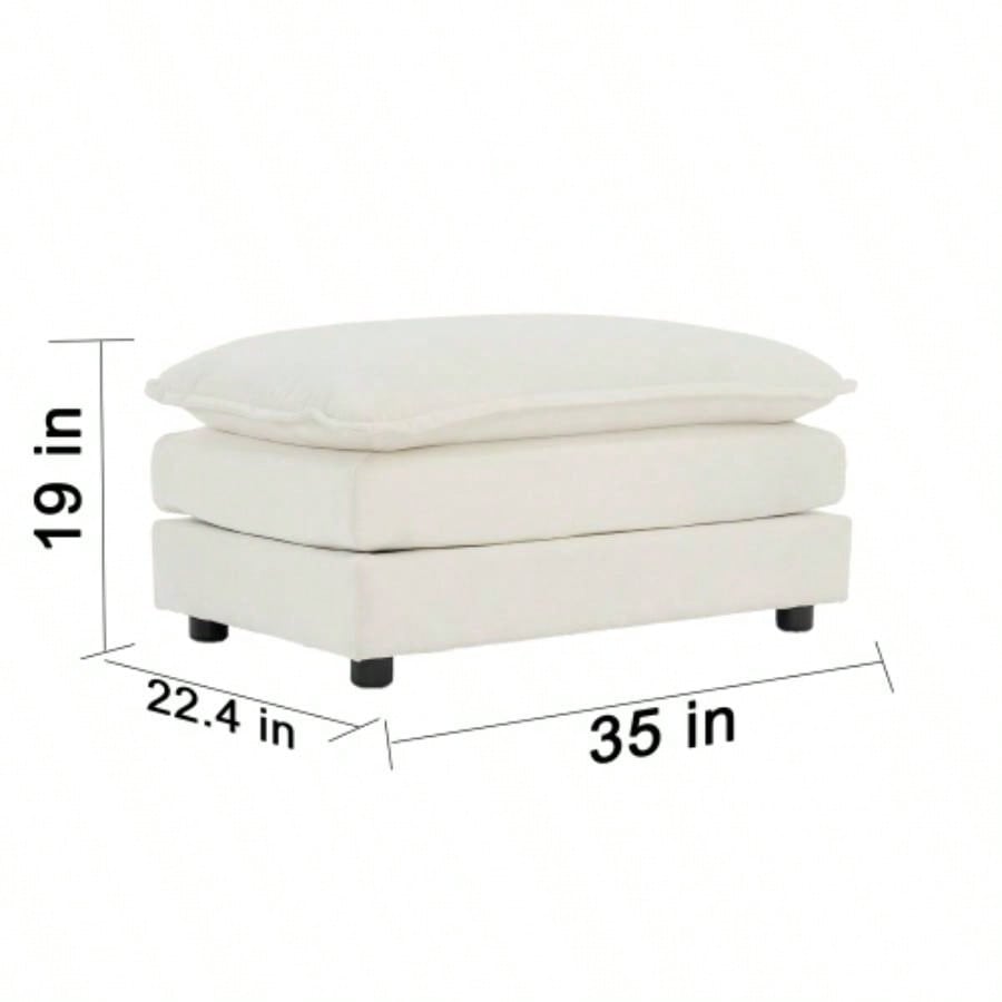 U - Shaped Sectional Sofa/Reversible Footrest, 5 - Seater Convertible Corner Couch with 2 Ottomans, Modern Minimalist Soft Sofa Couch Living Room, White