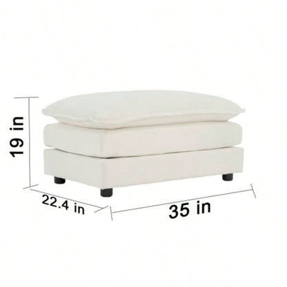 U - Shaped Sectional Sofa/Reversible Footrest, 5 - Seater Convertible Corner Couch with 2 Ottomans, Modern Minimalist Soft Sofa Couch Living Room, White