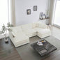 U - Shaped Sectional Sofa/Reversible Footrest, 5 - Seater Convertible Corner Couch with 2 Ottomans, Modern Minimalist Soft Sofa Couch Living Room, White