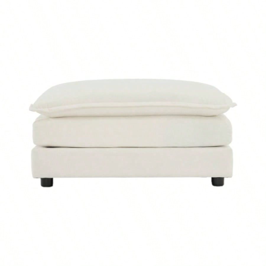 U - Shaped Sectional Sofa/Reversible Footrest, 5 - Seater Convertible Corner Couch with 2 Ottomans, Modern Minimalist Soft Sofa Couch Living Room, White