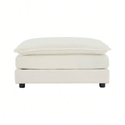 U - Shaped Sectional Sofa/Reversible Footrest, 5 - Seater Convertible Corner Couch with 2 Ottomans, Modern Minimalist Soft Sofa Couch Living Room, White