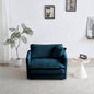 Comfy Deep Single Sofa Upholstered Reading Armchair Living Room Chair Blue Chenille Fabric, 1 Toss Pillow
