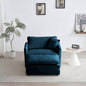 Modern Accent Chair with Ottoman, Living Room Club Chair Chenille Upholstered Armchair, Reading Chair Bedroom, Blue Chenille