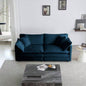 Modern Fabric Loveseat Sofa Couch Living Room, Upholstered Large Size Deep 2 - Sofa with 4 Pillows, Blue Chenille