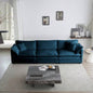 Mid - Modern Couch 3 - Seater Sofa with 2 Armrest Pillows and 3 Toss Pillows, Couch Living Room Blue Chenille
