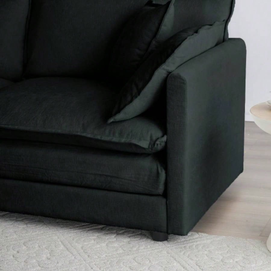 Chenille Fabric Ottomans Footrest to Combine with 2 Seater Sofa, 3 Seater Sofa and 4 Seater Sofa, Black Chenille