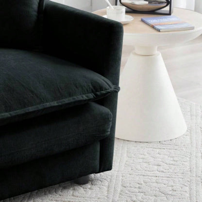 Chenille Fabric Ottomans Footrest to Combine with 2 Seater Sofa, 3 Seater Sofa and 4 Seater Sofa, Black Chenille