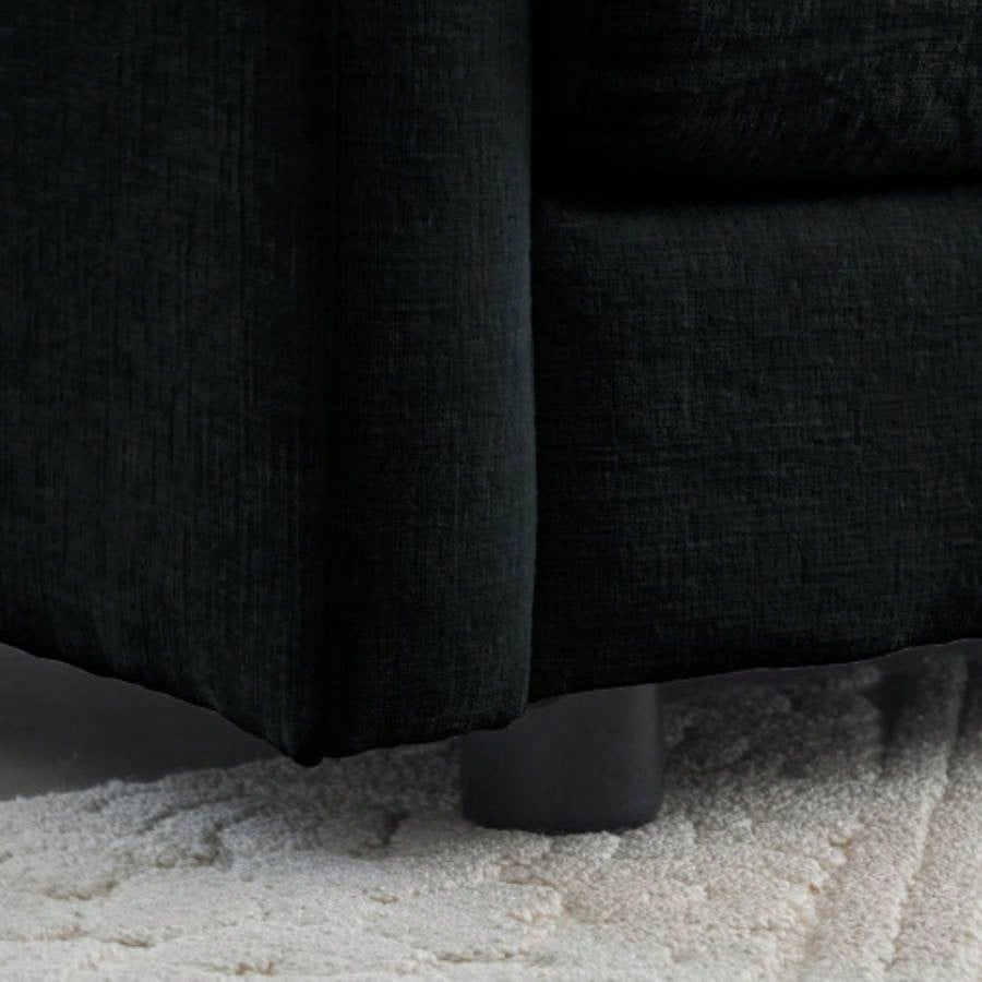 Chenille Fabric Ottomans Footrest to Combine with 2 Seater Sofa, 3 Seater Sofa and 4 Seater Sofa, Black Chenille